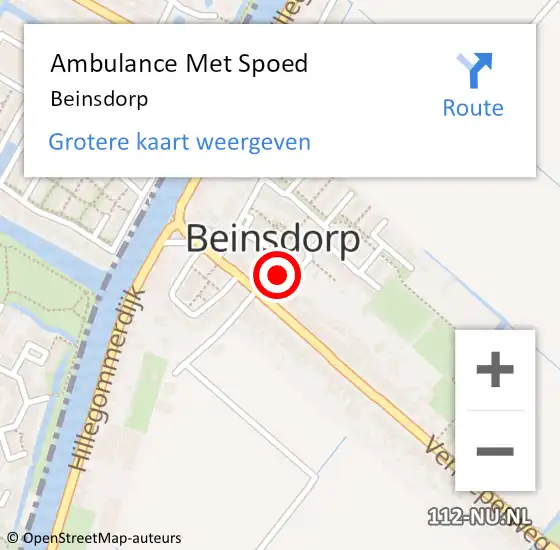 Locatie op kaart van de 112 melding: Ambulance Met Spoed Naar Beinsdorp op 10 oktober 2021 20:41