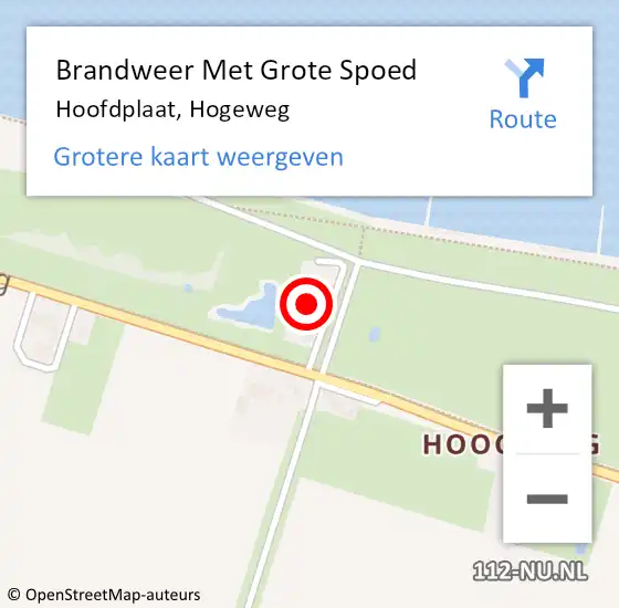 Locatie op kaart van de 112 melding: Brandweer Met Grote Spoed Naar Hoofdplaat, Hogeweg op 10 oktober 2021 20:42