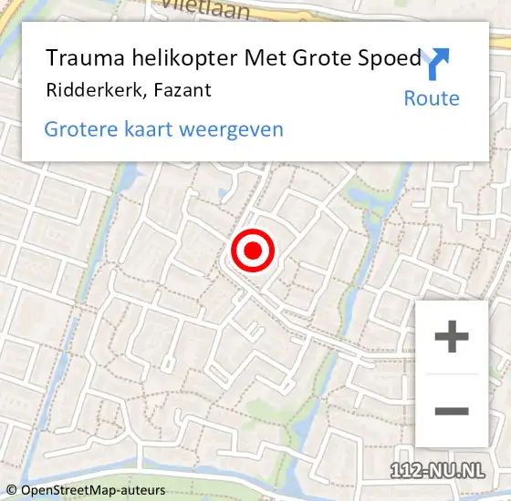 Locatie op kaart van de 112 melding: Trauma helikopter Met Grote Spoed Naar Ridderkerk, Fazant op 10 oktober 2021 20:48