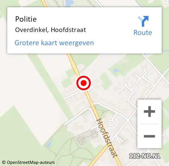 Locatie op kaart van de 112 melding: Politie Overdinkel, Hoofdstraat op 10 oktober 2021 21:27