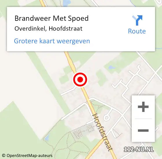 Locatie op kaart van de 112 melding: Brandweer Met Spoed Naar Overdinkel, Hoofdstraat op 10 oktober 2021 21:38