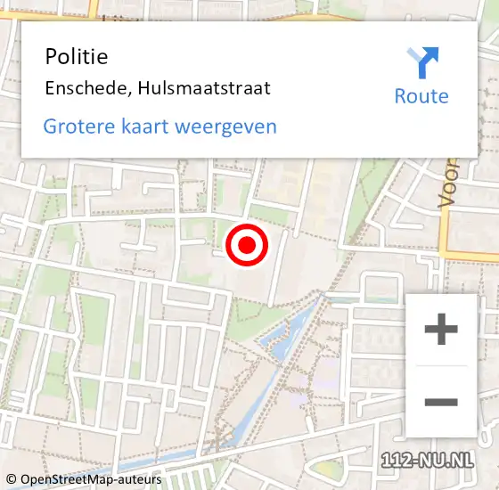 Locatie op kaart van de 112 melding: Politie Enschede, Hulsmaatstraat op 10 oktober 2021 21:40