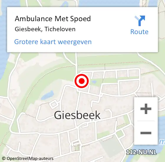 Locatie op kaart van de 112 melding: Ambulance Met Spoed Naar Giesbeek, Ticheloven op 10 oktober 2021 21:54