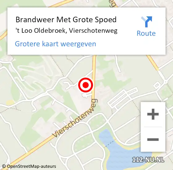 Locatie op kaart van de 112 melding: Brandweer Met Grote Spoed Naar 't Loo Oldebroek, Vierschotenweg op 10 oktober 2021 22:07