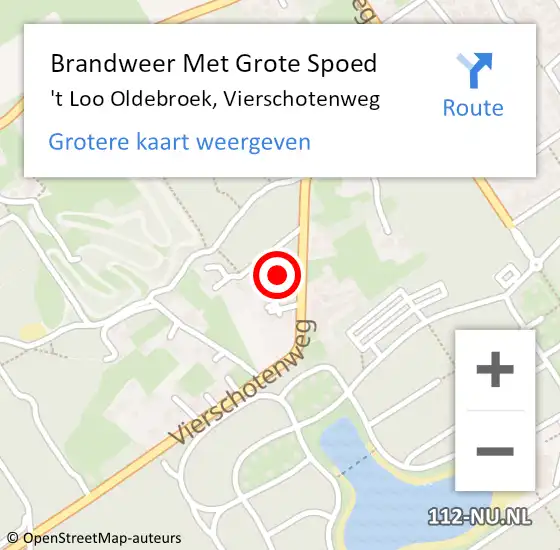 Locatie op kaart van de 112 melding: Brandweer Met Grote Spoed Naar 't Loo Oldebroek, Vierschotenweg op 10 oktober 2021 22:12