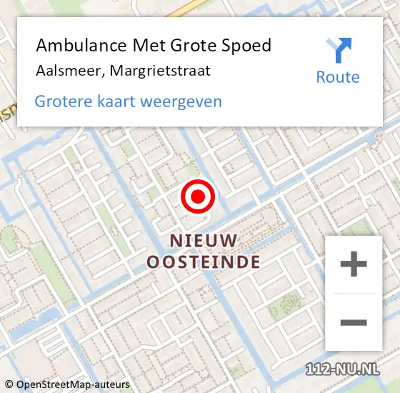 Locatie op kaart van de 112 melding: Ambulance Met Grote Spoed Naar Aalsmeer, Margrietstraat op 10 oktober 2021 22:55