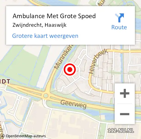 Locatie op kaart van de 112 melding: Ambulance Met Grote Spoed Naar Zwijndrecht, Haaswijk op 10 oktober 2021 22:58