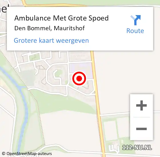 Locatie op kaart van de 112 melding: Ambulance Met Grote Spoed Naar Den Bommel, Mauritshof op 10 oktober 2021 23:12