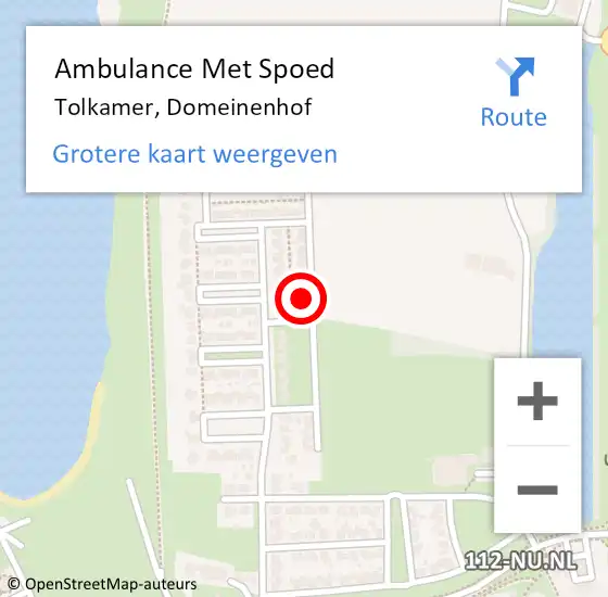 Locatie op kaart van de 112 melding: Ambulance Met Spoed Naar Tolkamer, Domeinenhof op 10 oktober 2021 23:13