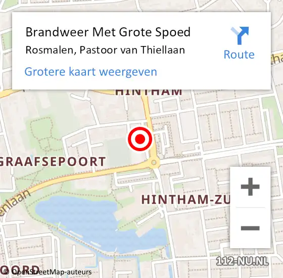 Locatie op kaart van de 112 melding: Brandweer Met Grote Spoed Naar Rosmalen, Pastoor van Thiellaan op 10 oktober 2021 23:28