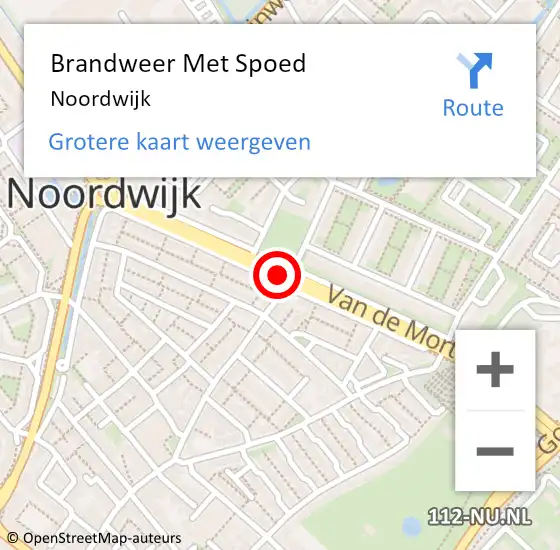 Locatie op kaart van de 112 melding: Brandweer Met Spoed Naar Noordwijk op 10 oktober 2021 23:42