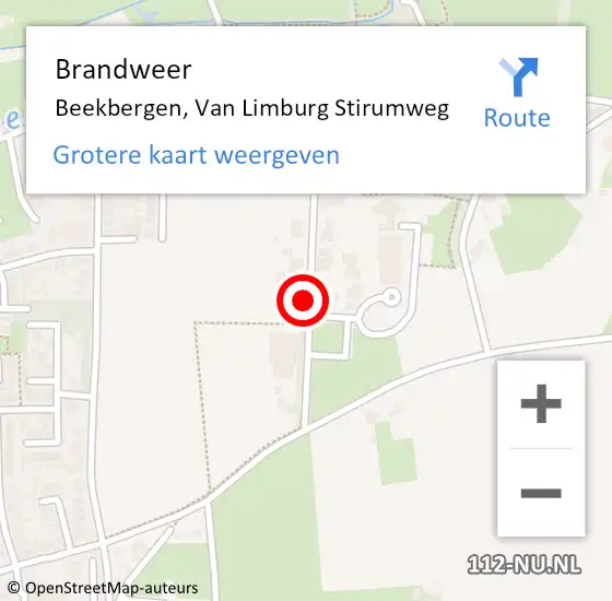 Locatie op kaart van de 112 melding: Brandweer Beekbergen, Van Limburg Stirumweg op 10 oktober 2021 23:50