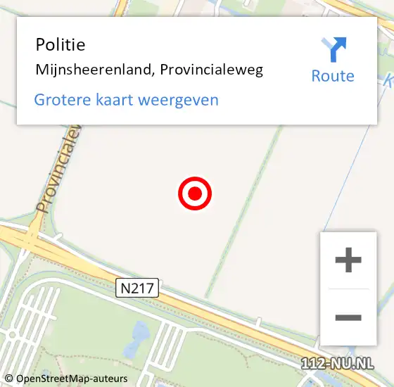 Locatie op kaart van de 112 melding: Politie Mijnsheerenland, Provincialeweg op 11 oktober 2021 00:32