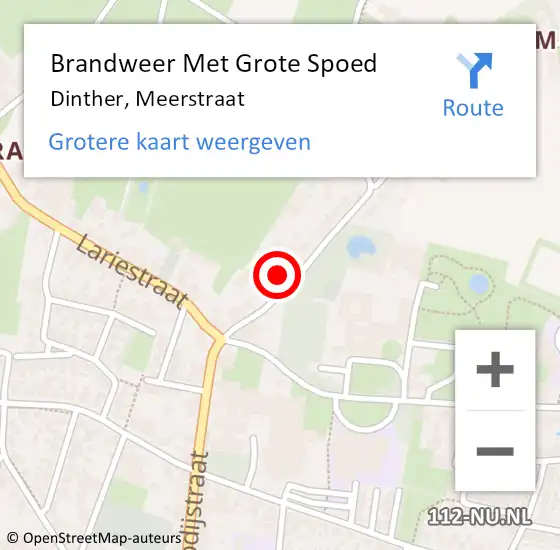 Locatie op kaart van de 112 melding: Brandweer Met Grote Spoed Naar Dinther, Meerstraat op 11 oktober 2021 00:32