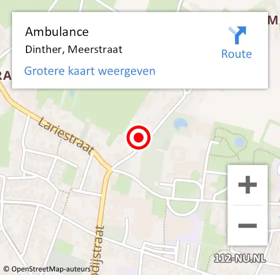 Locatie op kaart van de 112 melding: Ambulance Dinther, Meerstraat op 11 oktober 2021 00:37