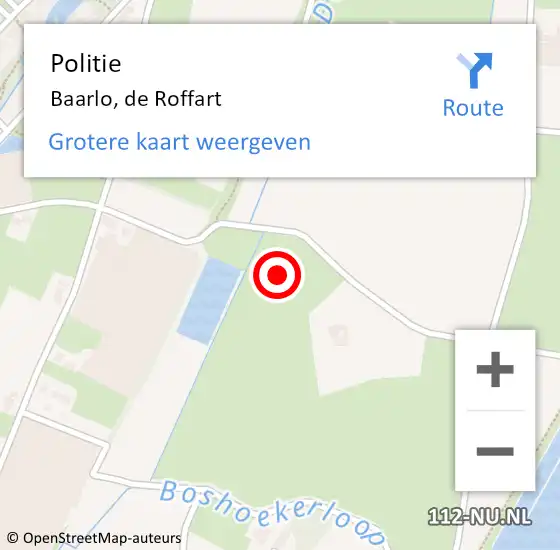 Locatie op kaart van de 112 melding: Politie Baarlo, de Roffart op 11 oktober 2021 00:50