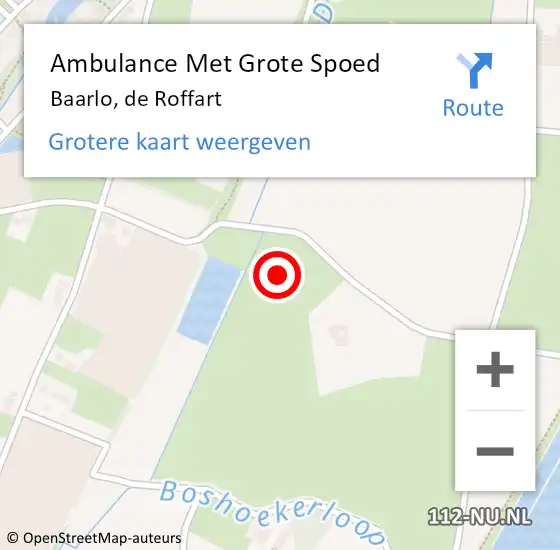 Locatie op kaart van de 112 melding: Ambulance Met Grote Spoed Naar Baarlo, de Roffart op 11 oktober 2021 00:53