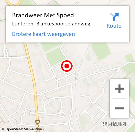 Locatie op kaart van de 112 melding: Brandweer Met Spoed Naar Lunteren, Blankespoorselandweg op 11 oktober 2021 01:23