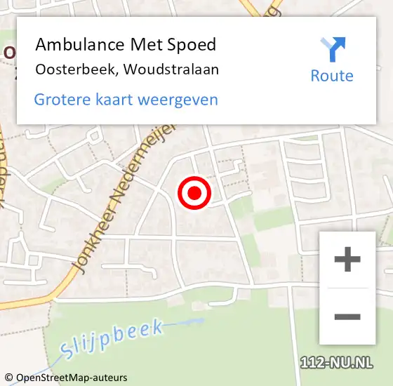 Locatie op kaart van de 112 melding: Ambulance Met Spoed Naar Oosterbeek, Woudstralaan op 11 oktober 2021 01:28