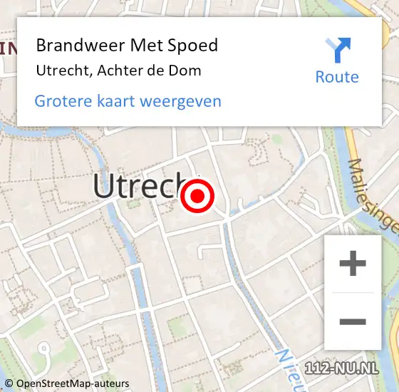 Locatie op kaart van de 112 melding: Brandweer Met Spoed Naar Utrecht, Achter de Dom op 11 oktober 2021 02:10