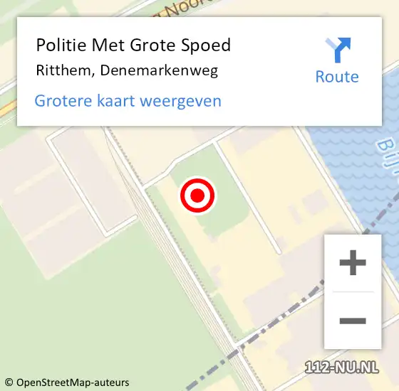 Locatie op kaart van de 112 melding: Politie Met Grote Spoed Naar Ritthem, Denemarkenweg op 11 oktober 2021 02:13