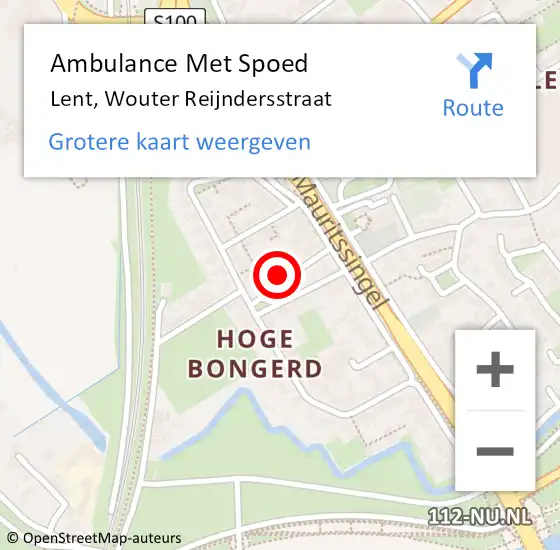 Locatie op kaart van de 112 melding: Ambulance Met Spoed Naar Lent, Wouter Reijndersstraat op 11 oktober 2021 07:05