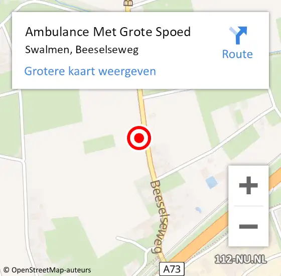 Locatie op kaart van de 112 melding: Ambulance Met Grote Spoed Naar Swalmen, Beeselseweg op 11 oktober 2021 07:23