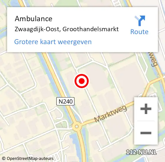Locatie op kaart van de 112 melding: Ambulance Zwaagdijk-Oost, Groothandelsmarkt op 11 oktober 2021 07:48