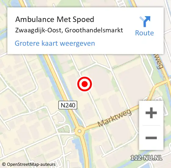 Locatie op kaart van de 112 melding: Ambulance Met Spoed Naar Zwaagdijk-Oost, Groothandelsmarkt op 11 oktober 2021 07:59