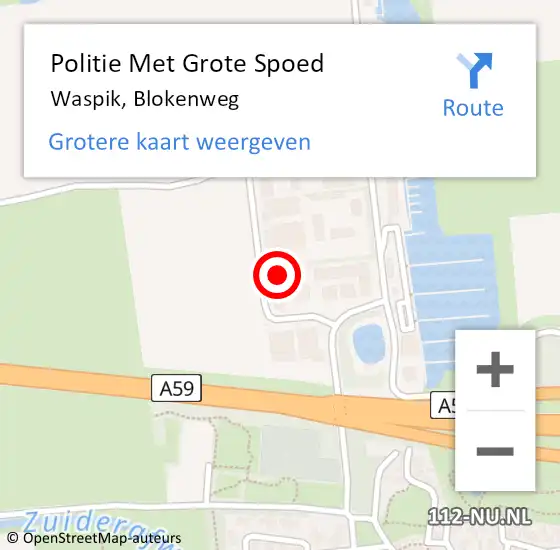 Locatie op kaart van de 112 melding: Politie Met Grote Spoed Naar Waspik, Blokenweg op 11 oktober 2021 08:03