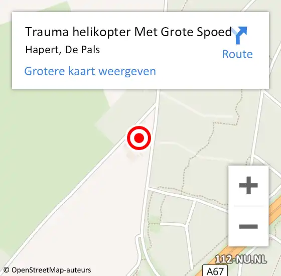 Locatie op kaart van de 112 melding: Trauma helikopter Met Grote Spoed Naar Hapert, De Pals op 11 oktober 2021 08:14