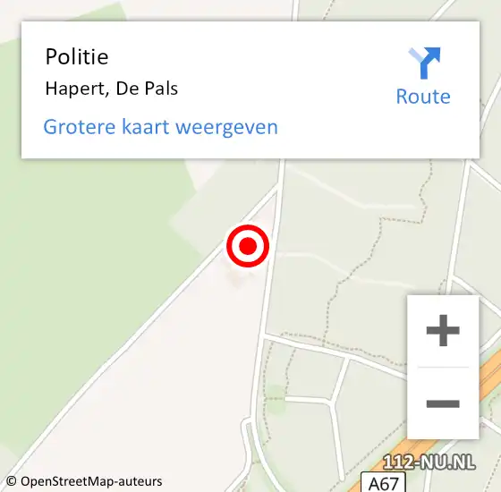 Locatie op kaart van de 112 melding: Politie Hapert, De Pals op 11 oktober 2021 08:14