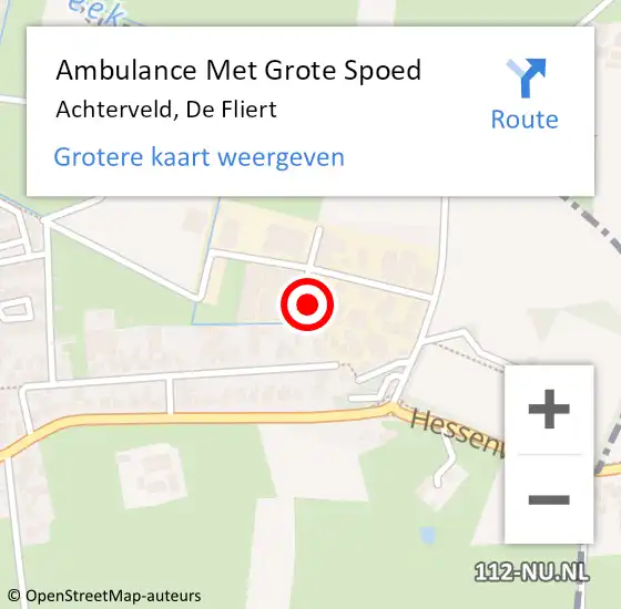 Locatie op kaart van de 112 melding: Ambulance Met Grote Spoed Naar Achterveld, De Fliert op 25 juni 2014 17:26