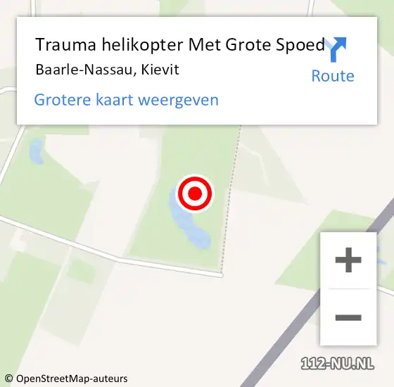 Locatie op kaart van de 112 melding: Trauma helikopter Met Grote Spoed Naar Baarle-Nassau, Kievit op 11 oktober 2021 08:46