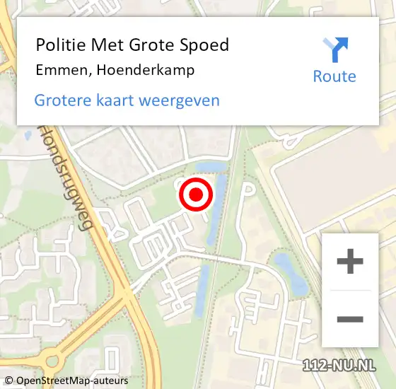 Locatie op kaart van de 112 melding: Politie Met Grote Spoed Naar Emmen, Hoenderkamp op 11 oktober 2021 08:56