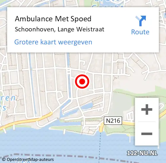 Locatie op kaart van de 112 melding: Ambulance Met Spoed Naar Schoonhoven, Lange Weistraat op 11 oktober 2021 08:59