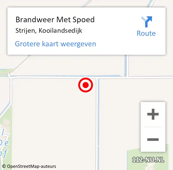 Locatie op kaart van de 112 melding: Brandweer Met Spoed Naar Strijen, Kooilandsedijk op 11 oktober 2021 09:14