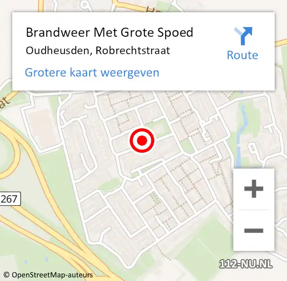 Locatie op kaart van de 112 melding: Brandweer Met Grote Spoed Naar Oudheusden, Robrechtstraat op 11 oktober 2021 09:26