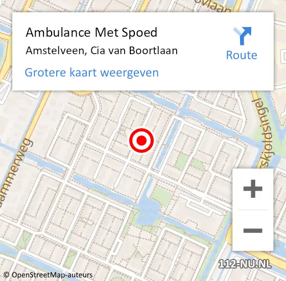 Locatie op kaart van de 112 melding: Ambulance Met Spoed Naar Amstelveen, Cia van Boortlaan op 11 oktober 2021 09:45