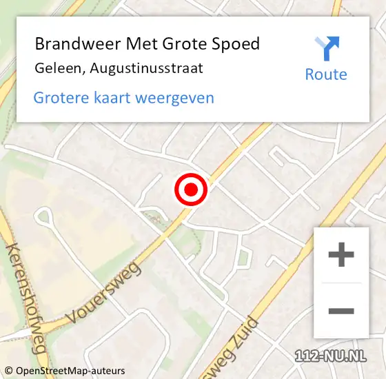 Locatie op kaart van de 112 melding: Brandweer Met Grote Spoed Naar Geleen, Augustinusstraat op 11 oktober 2021 09:57