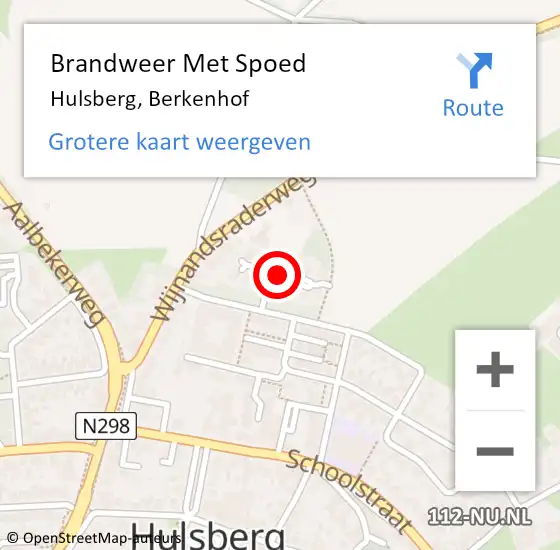 Locatie op kaart van de 112 melding: Brandweer Met Spoed Naar Hulsberg, Berkenhof op 11 oktober 2021 10:44