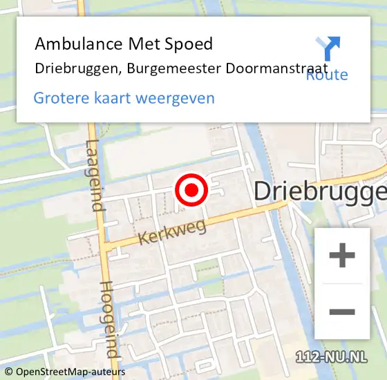 Locatie op kaart van de 112 melding: Ambulance Met Spoed Naar Driebruggen, Burgemeester Doormanstraat op 11 oktober 2021 10:47