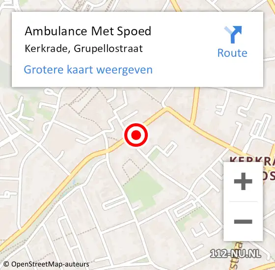 Locatie op kaart van de 112 melding: Ambulance Met Spoed Naar Kerkrade, Grupellostraat op 11 oktober 2021 10:48
