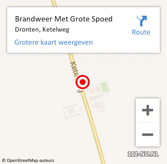 Locatie op kaart van de 112 melding: Brandweer Met Grote Spoed Naar Dronten, Ketelweg op 11 oktober 2021 10:49