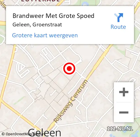 Locatie op kaart van de 112 melding: Brandweer Met Grote Spoed Naar Geleen, Groenstraat op 11 oktober 2021 10:52