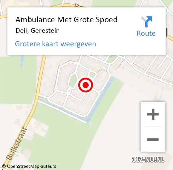 Locatie op kaart van de 112 melding: Ambulance Met Grote Spoed Naar Deil, Gerestein op 11 oktober 2021 11:02