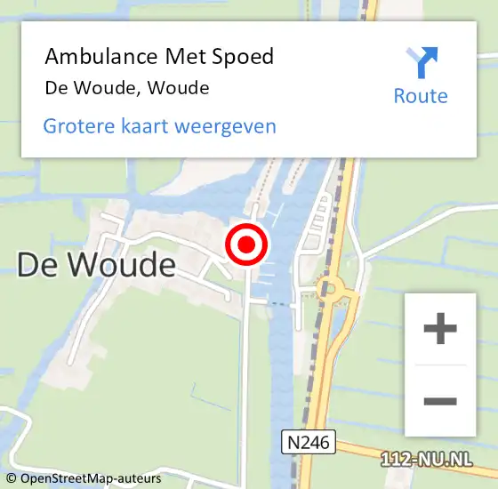 Locatie op kaart van de 112 melding: Ambulance Met Spoed Naar De Woude, Woude op 25 juni 2014 17:44