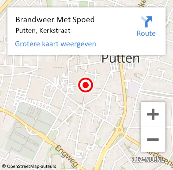 Locatie op kaart van de 112 melding: Brandweer Met Spoed Naar Putten, Kerkstraat op 11 oktober 2021 11:17