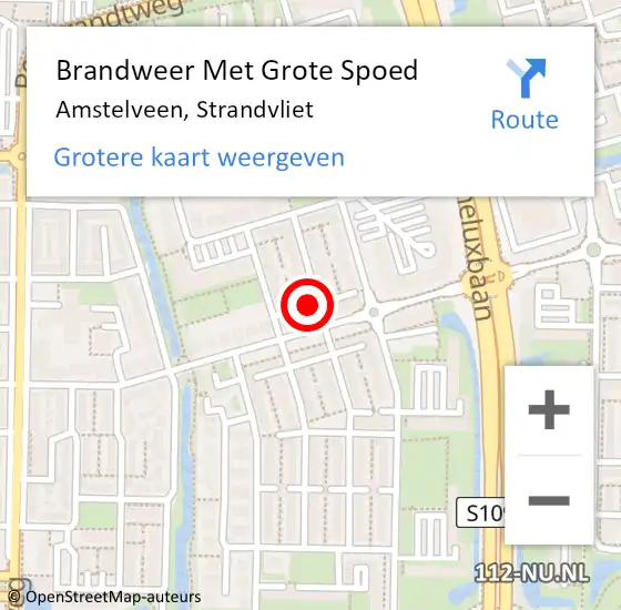 Locatie op kaart van de 112 melding: Brandweer Met Grote Spoed Naar Amstelveen, Strandvliet op 11 oktober 2021 11:24