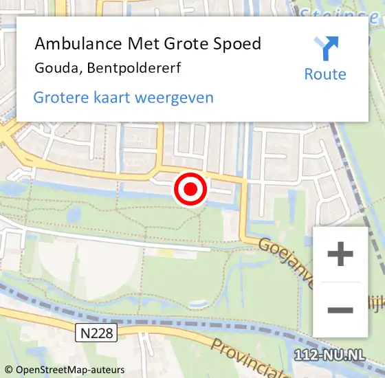 Locatie op kaart van de 112 melding: Ambulance Met Grote Spoed Naar Gouda, Bentpoldererf op 11 oktober 2021 11:45